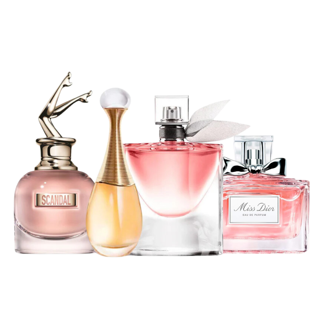 4 Parfums - Miss Dior, Jean Paul Gaultier SCANDAL, Dior J'ADORE et Lancôme LA VIE EST BELLE (ACHETEZ 1, RECEVEZ 4)