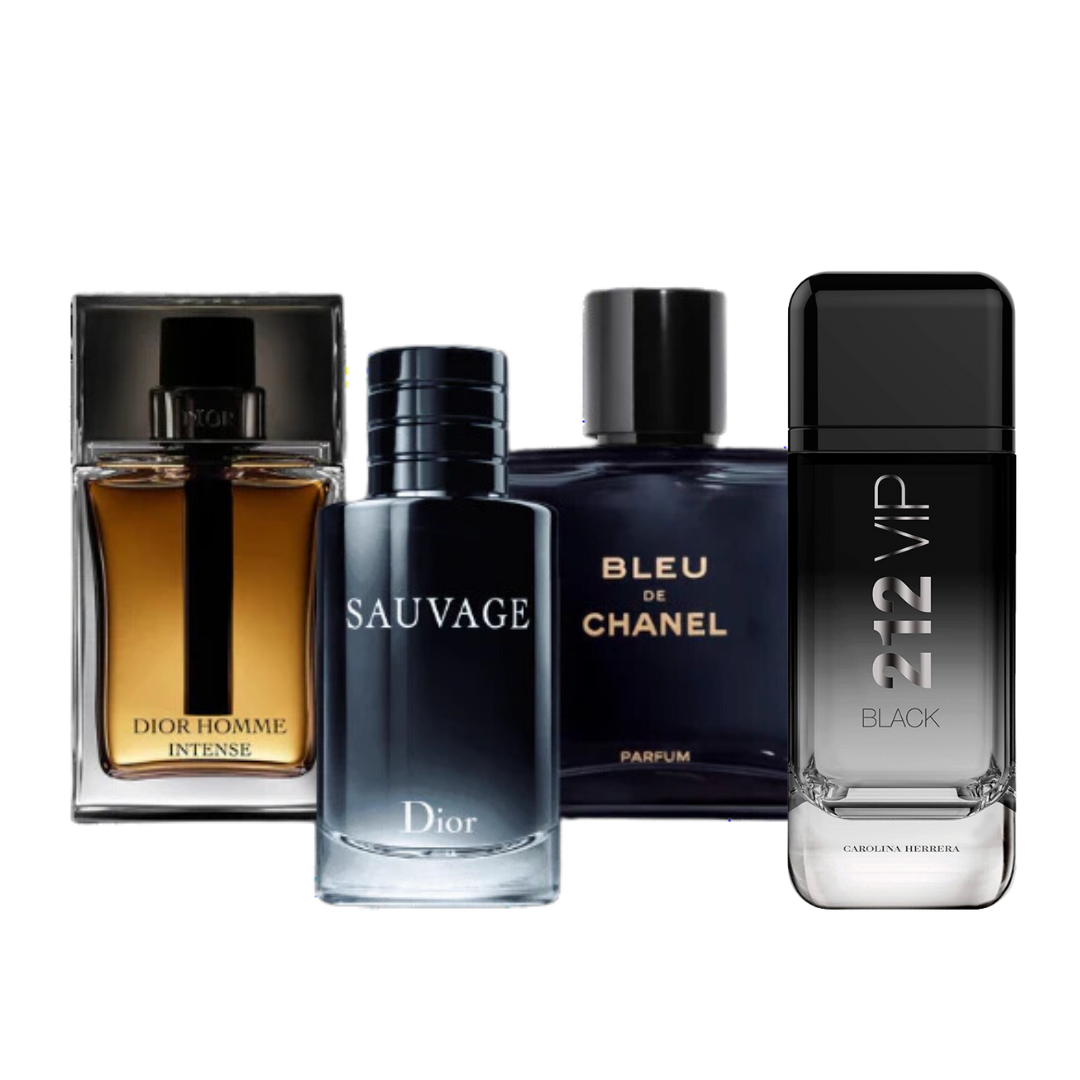 4 Parfums - 212 Vip Black, Sauvage Dior, Bleu de Chanel, Dior Homme Intense (ACHETEZ 1, RECEVEZ 4)