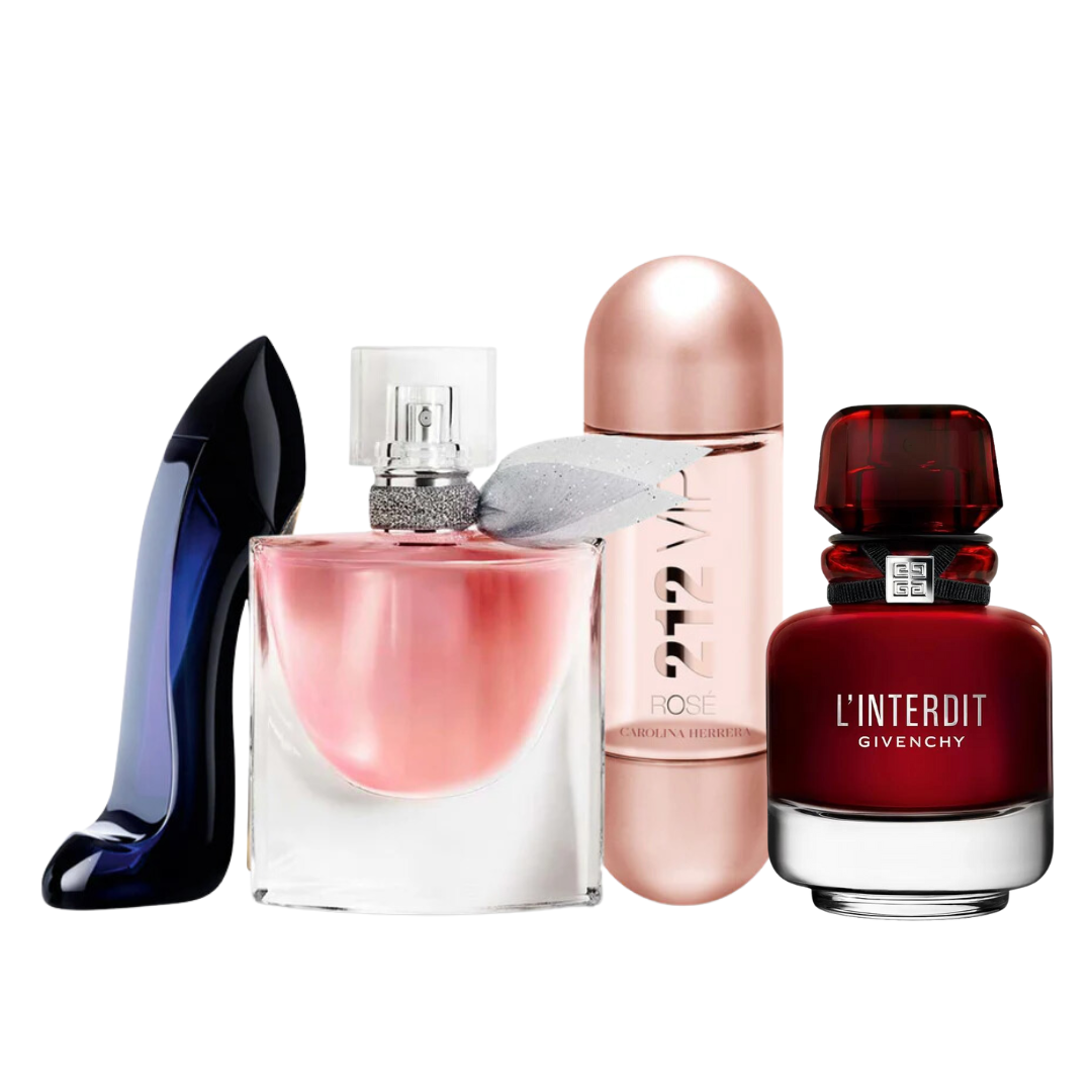 4 Parfums - L'Interdit Rouge, Carolina Herrera GOOD GIRL, Lancôme LA VIE EST BELLE et Carolina Herrera 212 VIP ROSÉ (ACHETEZ 1, RECEVEZ 4)