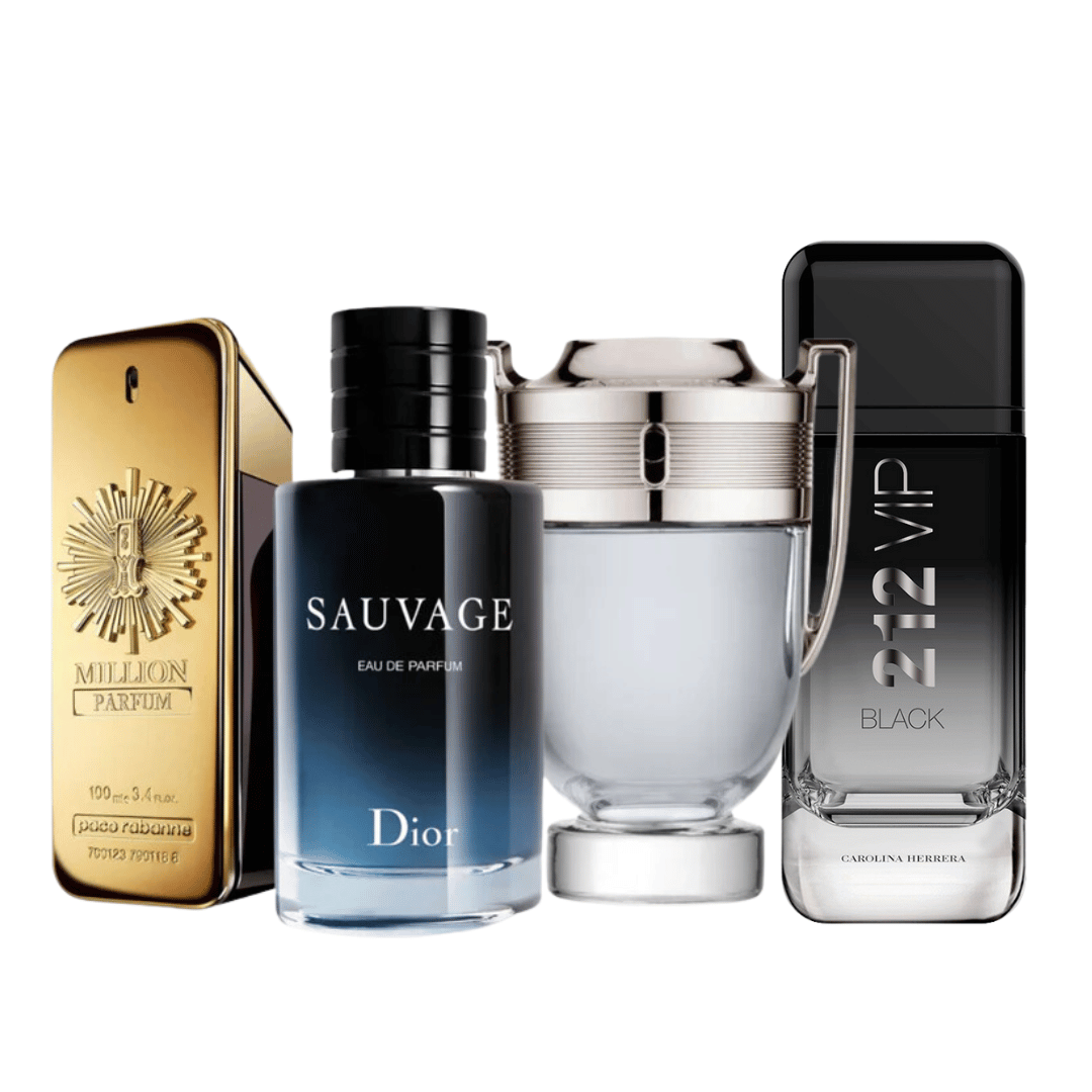 4 Parfums - 212 Vip Black, Paco Rabanne ONE MILLION, Dior SAUVAGE et Paco Rabanne INVICTUS (ACHETEZ 1, RECEVEZ 4)