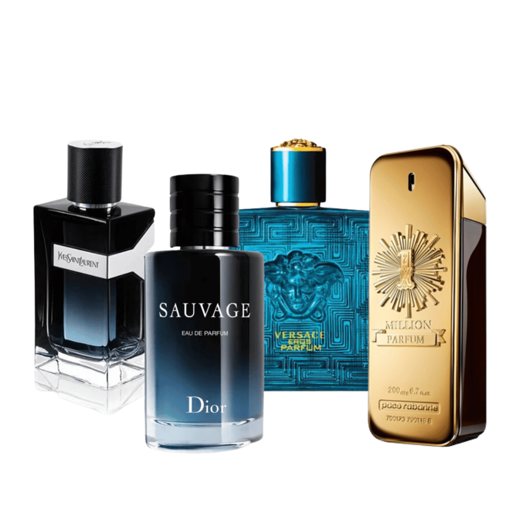 4 Parfums - 1 Million, Dior SAUVAGE, Yves Saint Laurent Y MEN et Versace EROS (ACHETEZ 1, RECEVEZ 4)